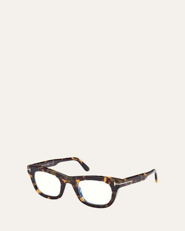 Blue Blocking Havana Square Acetate Glasses